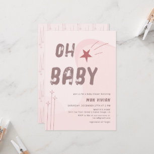Invitation Moderne Oh Baby Beige Baby shower esthétique