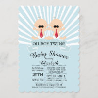 Moderne Oh Boy Mustache Twin Boys Baby shower
