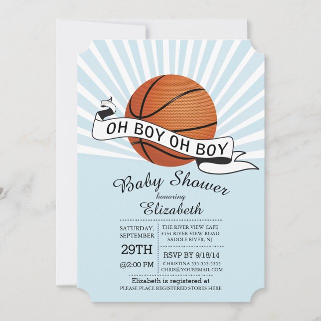 Invitation Moderne Oh Boy Sports Basketball Boys Baby shower (Devant)