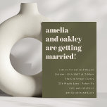 Invitation Moderne Olive Green Retro Simple Mariage Website<br><div class="desc">Gras minimaliste Boho Olive Green Retro Faire-part de mariage simple avec RSVP Online</div>