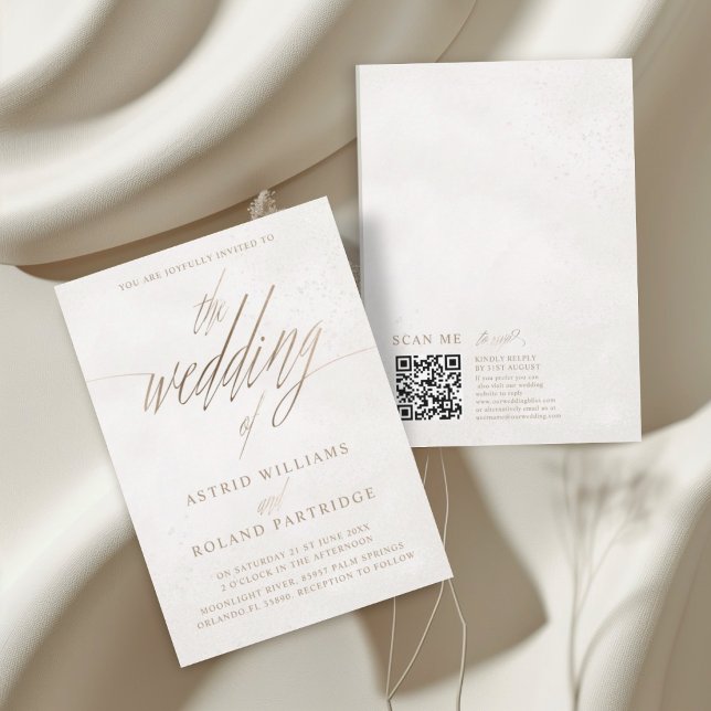 Invitation Moderne Or et Beige Le Mariage de Calligraphie (Créateur téléchargé)