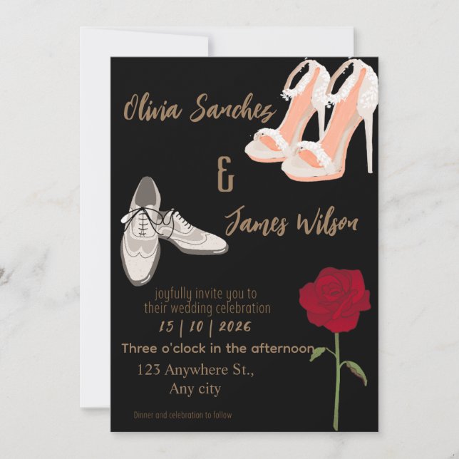 Invitation Moderne or et Mme mariage or (Devant)