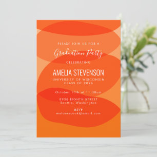 Invitation Moderne Orange Abstrait Shapes Graduation Party