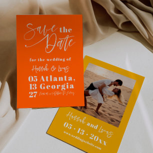 Invitation Moderne Orange Bold Calligraphie Photo Enregistrer