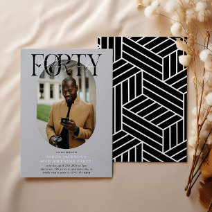 Invitation Moderne ovale photo et signature 40e anniversaire