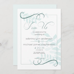 Invitation Moderne Pale Foliage Chic Accents Jade Green