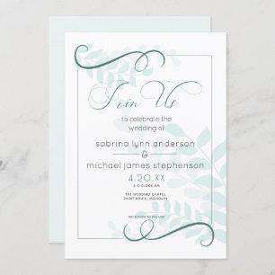Invitation Moderne Pale Foliage Chic Accents Jade Green