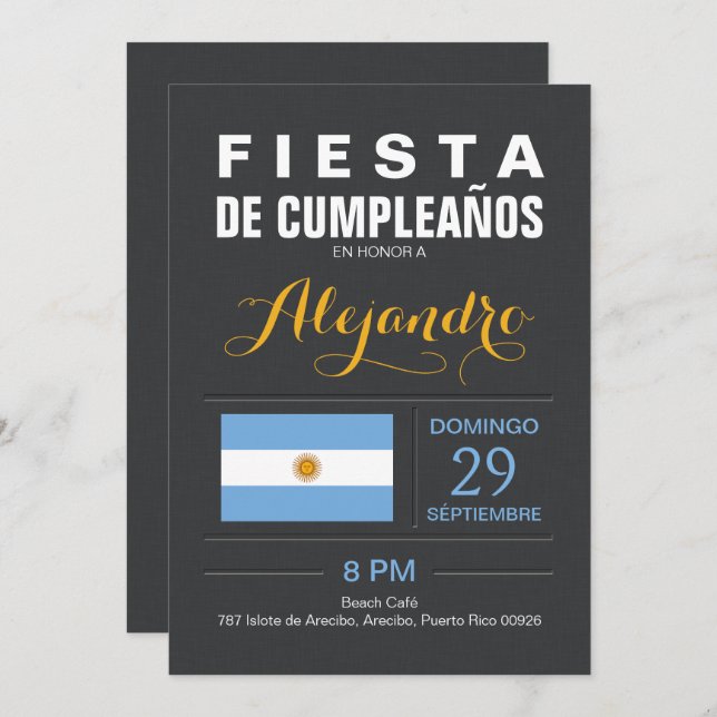 Invitation Moderne : Partie de l'Argentine (Devant / Derrière)