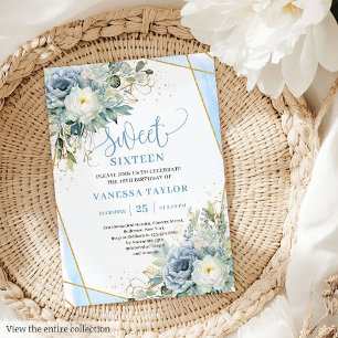 Invitation Moderne pastel bleu blanc floral doux 16 invitatio