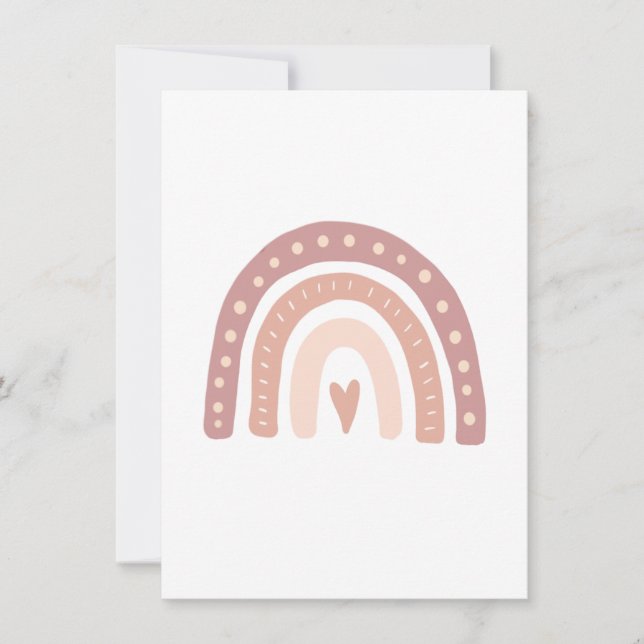 Invitation Moderne Pastel rose arc-en-ciel Boho Devinez le no (Devant)