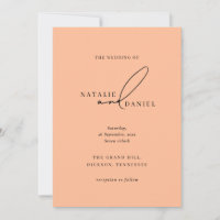Moderne Peach Minimal Classic Mariage