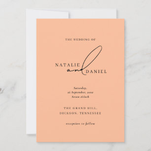 Invitation Moderne Peach Minimal Classic Mariage