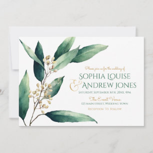 Invitation Moderne peint botanique verdure mariage rustique