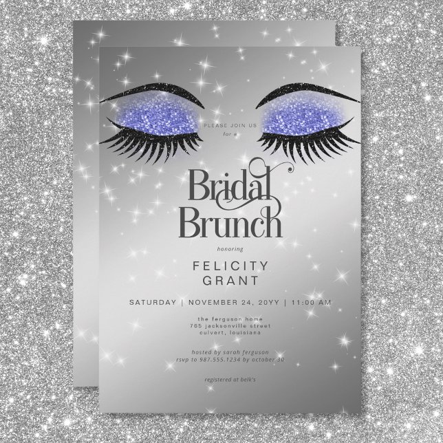 Invitation Moderne Périwinkle Blue Glam Eyes Bridal Brunch (Modern Periwinkle Glam Eyes Bridal Brunch Invitation)