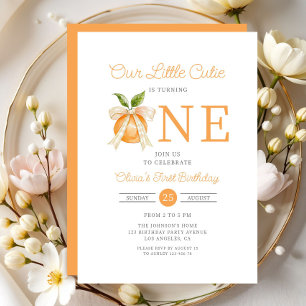 Invitation Moderne petite mignonne orange citrus 1er annivers