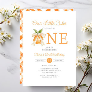 Invitation Moderne petite mignonne orange citrus 1er annivers