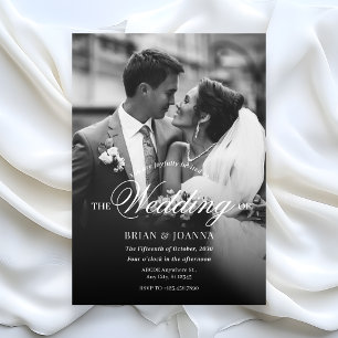 Invitation Moderne photo de mariage à l'écriture minimaliste