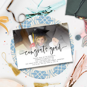 Invitation Moderne Photo Overlay Félicats Grad 2025 Graduatio