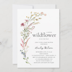 Invitation moderne pour Baby Shower Fleur Sauvage
