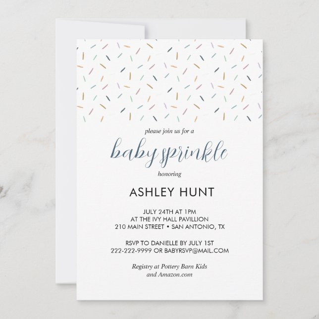 Invitation moderne pour Baby Sprinkle gris bleu po (Devant)