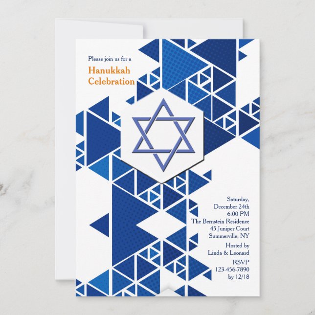 Invitation moderne pour Hanukkah (Devant)