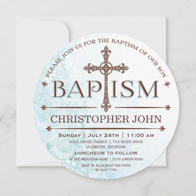 Invitation moderne pour le baptême d'un garçon (Devant)