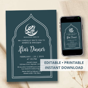 Invitation moderne pour le dîner Iftar de Ramadan 