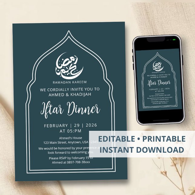 Invitation moderne pour le dîner Iftar de Ramadan  (Créateur téléchargé)