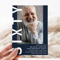 Invitation moderne pour les 60 ans avec photo