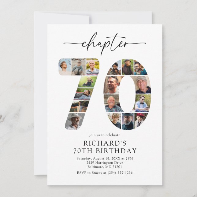 Invitation moderne pour les 70 ans avec photo pour (Devant)