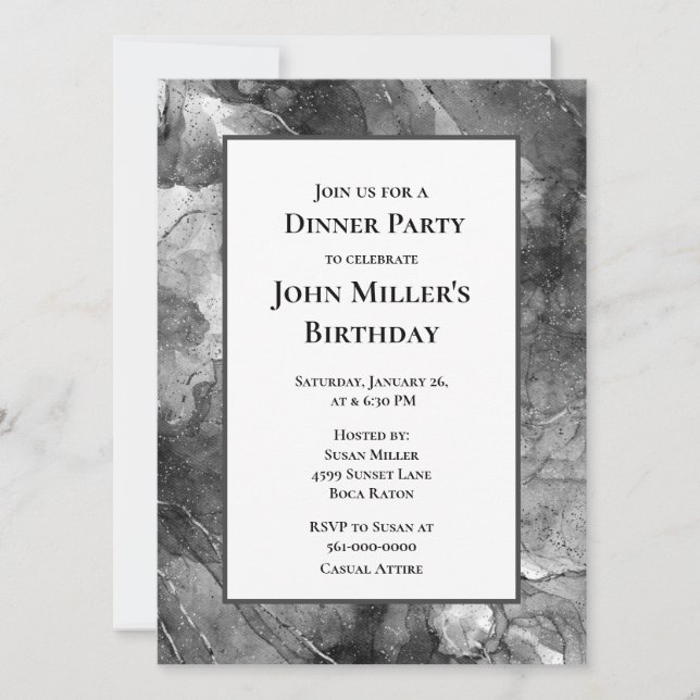 Invitation moderne pour un dîner d'anniversaire en (Devant)
