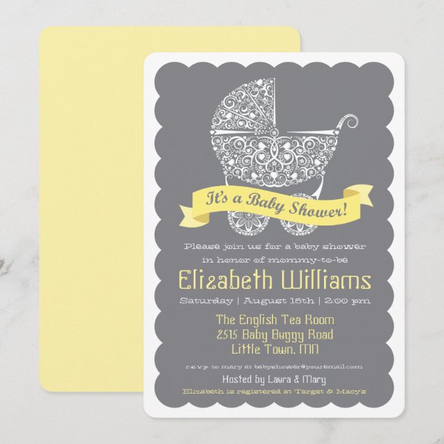Invitation moderne pour une baby shower (Devant / Derrière)