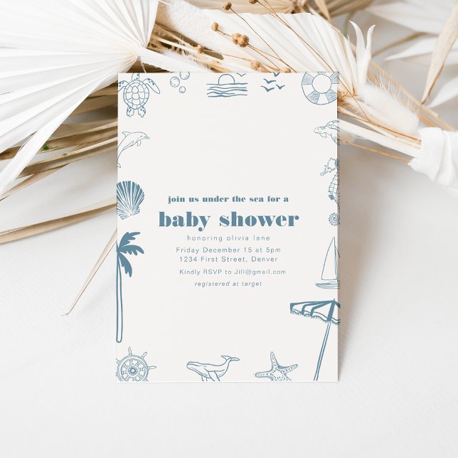 Invitation moderne pour une baby shower "Sous l'oc (Créateur téléchargé)