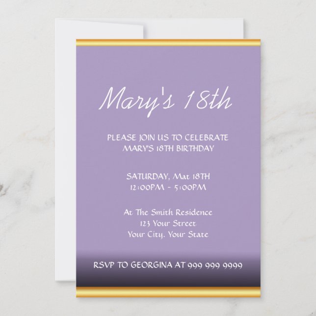 Invitation moderne pour une fête d'anniversaire (Devant)