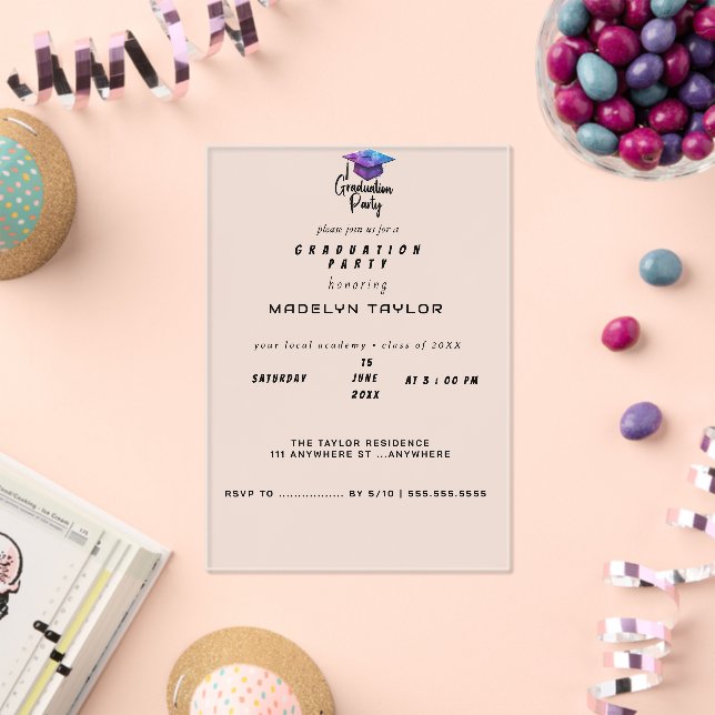 Invitation moderne pour une fête de fin d'études – (Insitu (Célébration))