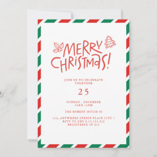 Invitation moderne pour une fête de Noël joyeuse D