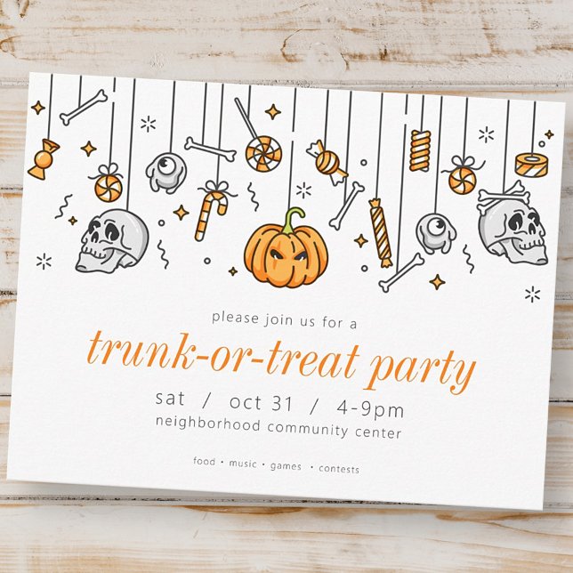 Invitation moderne pour une fête Trunk or Treat po (Créateur téléchargé)