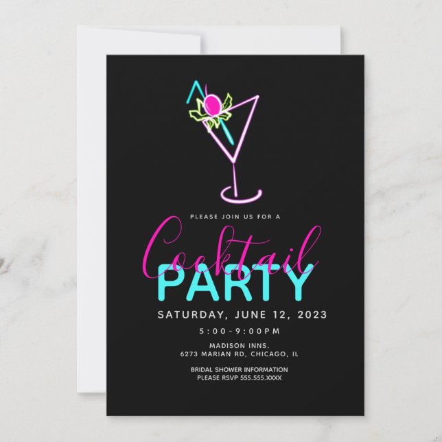 Invitation moderne pour une soirée au cocktail néo (Devant)
