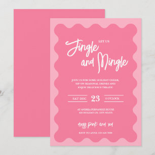 Invitation moderne pour une soirée de Noël "Pink J