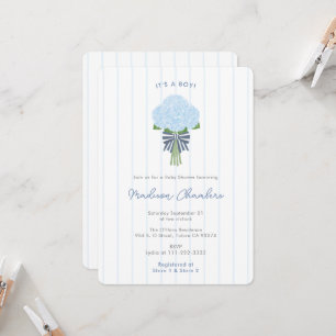 Invitation Moderne Preppy Blue Hydrangeas Baby Boy Douche