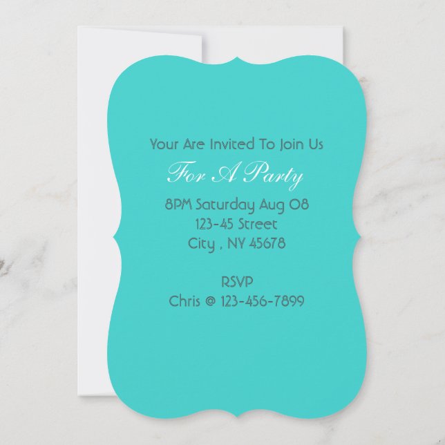Invitation moderne preppy girly chic aqua bleu turquoise turq (Dos)