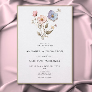 Invitation Moderne Pressé Pastel Fleur sauvage Sage Mariage