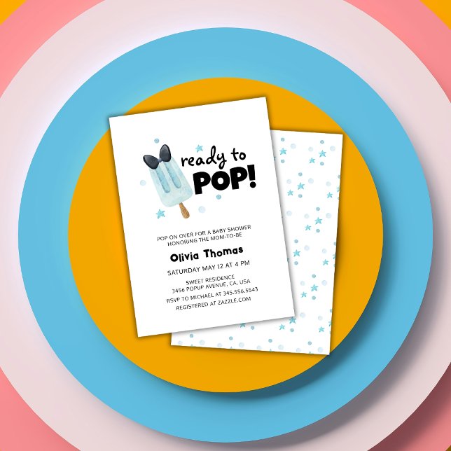 Invitation Moderne Prêt À Pop Bow Baby shower Crème de glace (Modern Ready To Pop Bow Ice Cream Baby Shower Invitation)