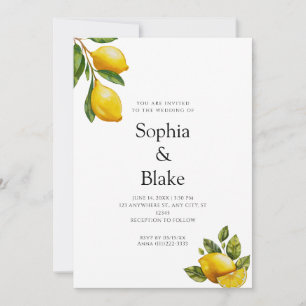 Invitation Moderne Printemps Thème Citrus Citrus Blanc Mariag