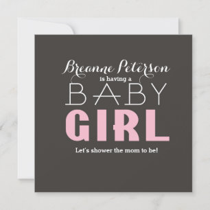 Invitation moderne propre gris rose pour bébé fill
