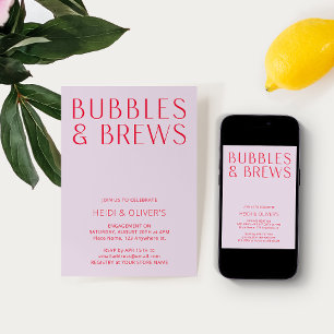 Invitation Moderne Purple & Magenta Bubbles & Brews Fiançaill