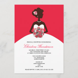 Invitation moderne Red Bridal Shower