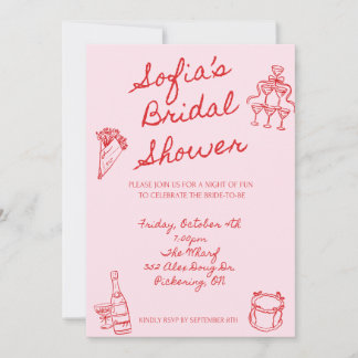 Invitation moderne Red & rose de douche nuptiale