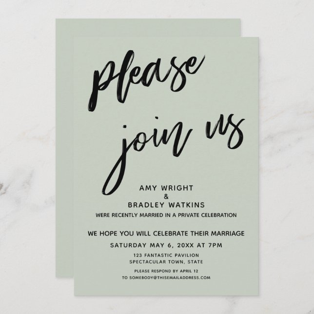Invitation Moderne Rejoignez-Nous Après Mariage Accueil Sage (Devant / Derrière)