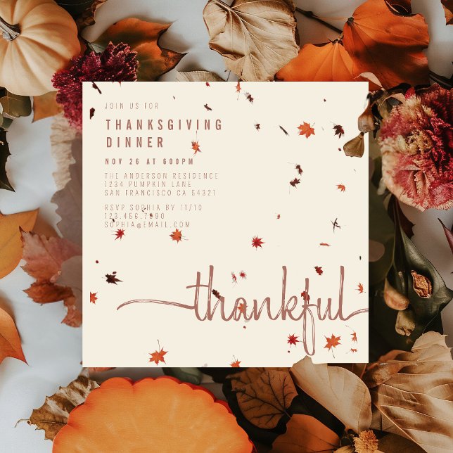 Invitation Moderne remerciements de dîner de Thanksgiving Scr (Créateur téléchargé)